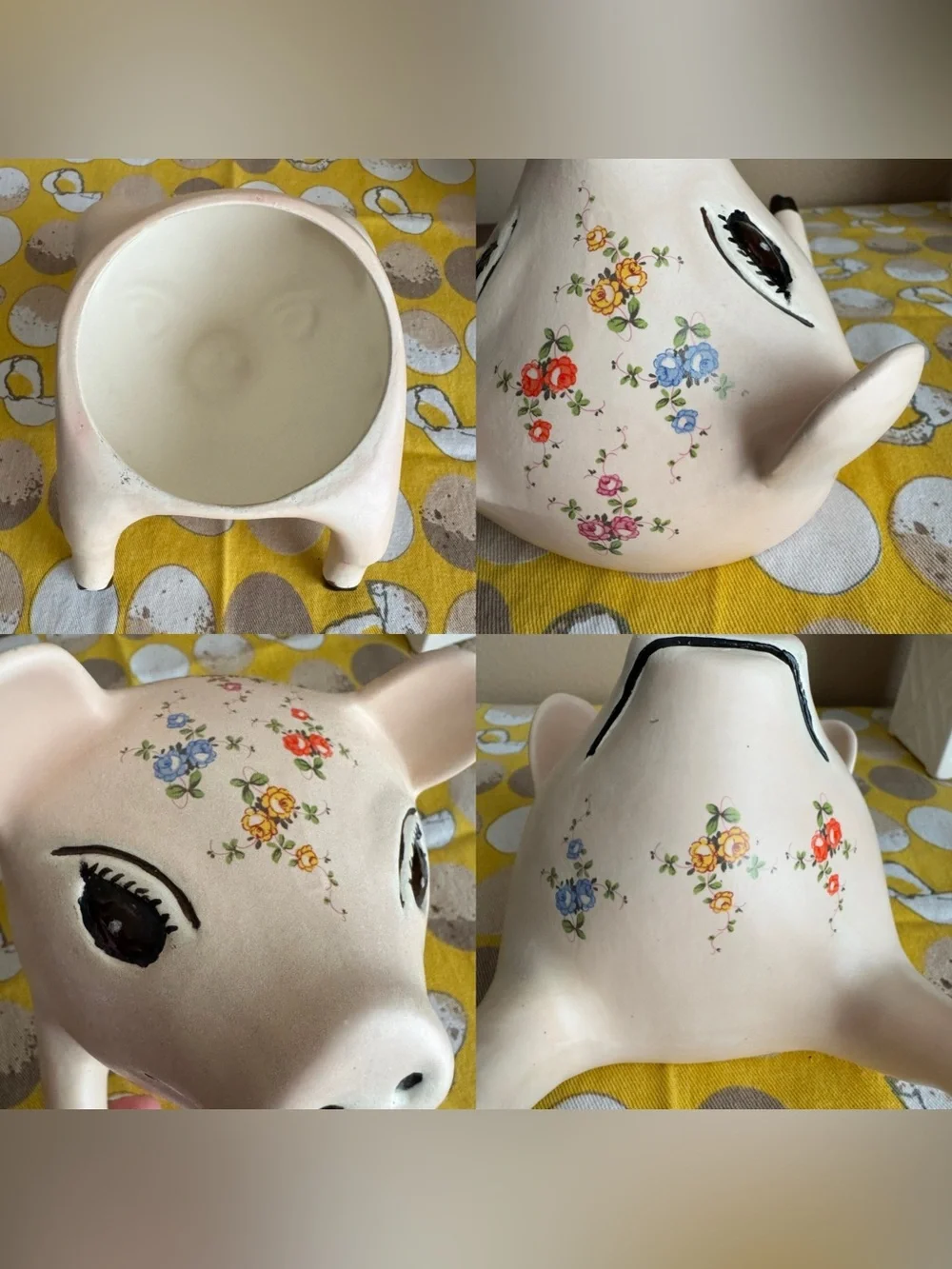 Floral half ‘stern’/annoyed pig wall hanging